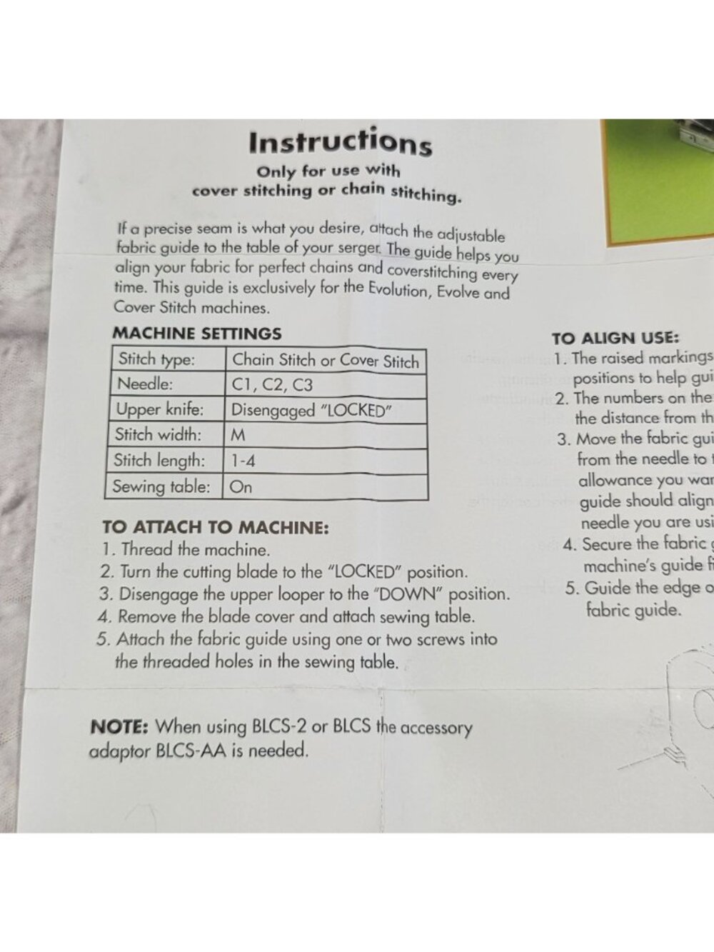 Baby Lock Fabric Guide BLE8-FG Serger Accessory For BLE8W-2 BLE8W BLE8 BLCS-2 BL - Picture 4 of 5